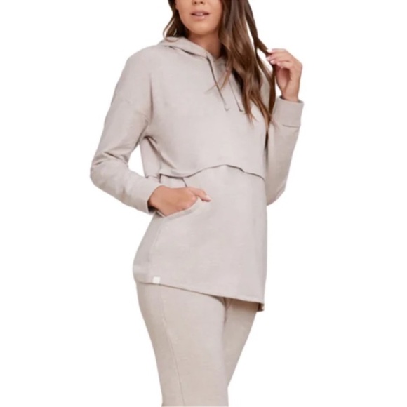 Barefoot Dreams Tops - Barefoot Dreams Cream Malibu Collection Hoodie Luxe Lounge Anorak Sweatshirt S